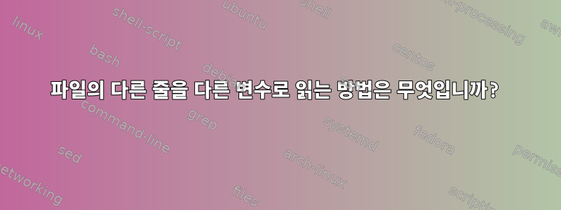 파일의 다른 줄을 다른 변수로 읽는 방법은 무엇입니까?