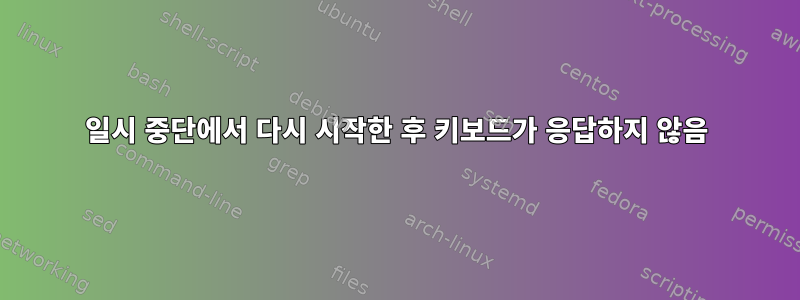 일시 중단에서 다시 시작한 후 키보드가 응답하지 않음