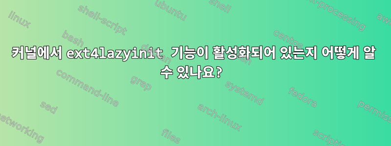 커널에서 ext4lazyinit 기능이 활성화되어 있는지 어떻게 알 수 있나요?