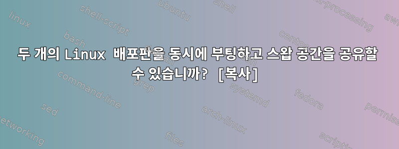 두 개의 Linux 배포판을 동시에 부팅하고 스왑 공간을 공유할 수 있습니까? [복사]