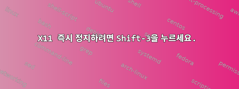 X11 즉시 정지하려면 Shift-3을 누르세요.