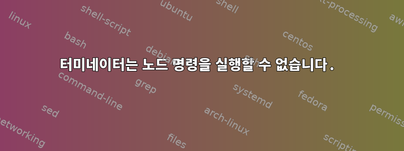 터미네이터는 노드 명령을 실행할 수 없습니다.