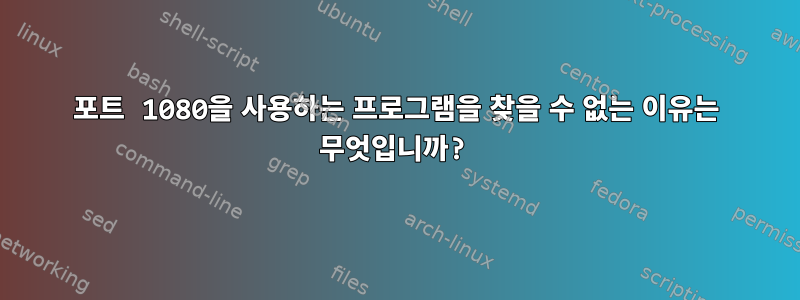 포트 1080을 사용하는 프로그램을 찾을 수 없는 이유는 무엇입니까?