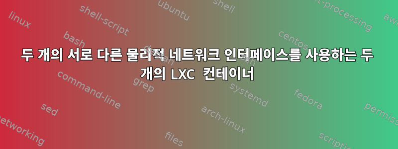 두 개의 서로 다른 물리적 네트워크 인터페이스를 사용하는 두 개의 LXC 컨테이너