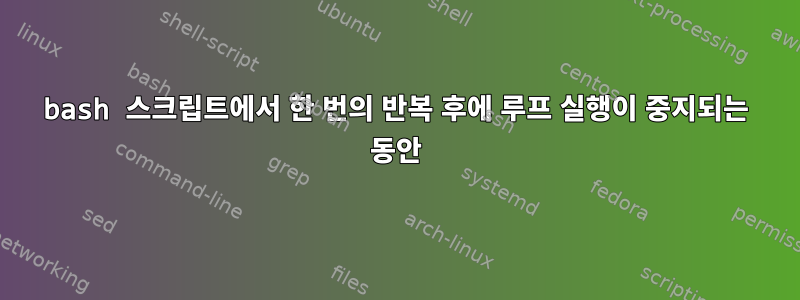 bash 스크립트에서 한 번의 반복 후에 루프 실행이 중지되는 동안