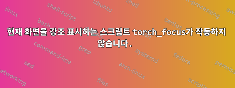 현재 화면을 강조 표시하는 스크립트 torch_focus가 작동하지 않습니다.