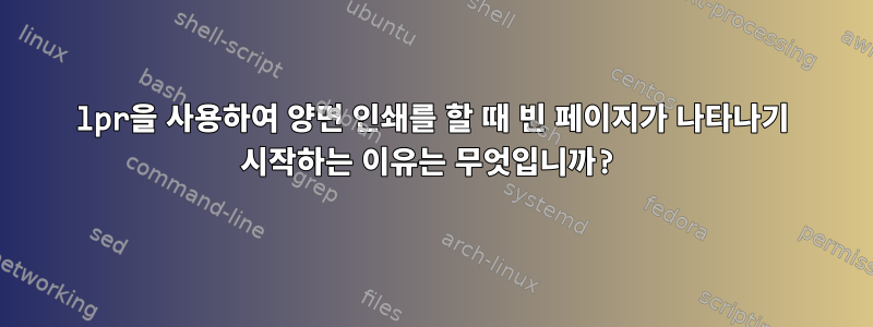 lpr을 사용하여 양면 인쇄를 할 때 빈 페이지가 나타나기 시작하는 이유는 무엇입니까?