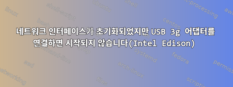 네트워크 인터페이스가 초기화되었지만 USB 3g 어댑터를 연결하면 시작되지 않습니다(Intel Edison)