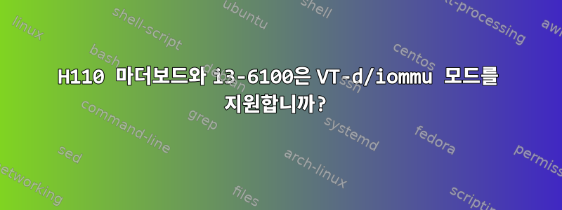 H110 마더보드와 i3-6100은 VT-d/iommu 모드를 지원합니까?