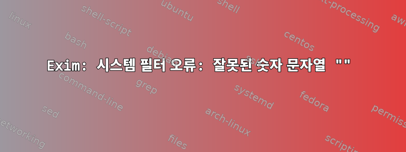 Exim: 시스템 필터 오류: 잘못된 숫자 문자열 ""