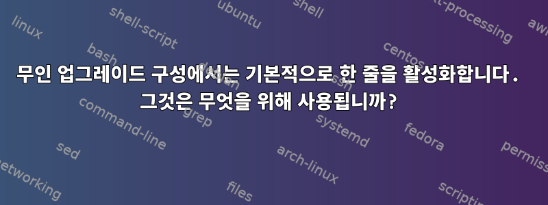 무인 업그레이드 구성에서는 기본적으로 한 줄을 활성화합니다. 그것은 무엇을 위해 사용됩니까?