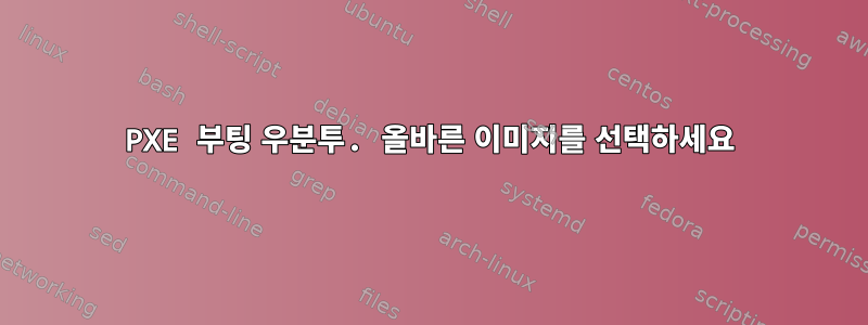 PXE 부팅 우분투. 올바른 이미지를 선택하세요