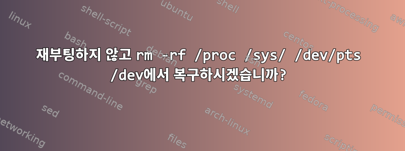 재부팅하지 않고 rm -rf /proc /sys/ /dev/pts /dev에서 복구하시겠습니까?