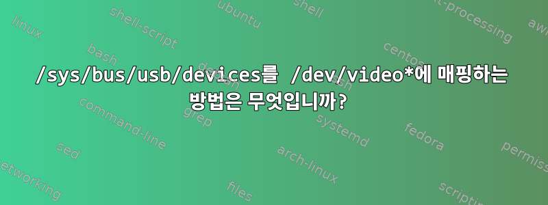 /sys/bus/usb/devices를 /dev/video*에 매핑하는 방법은 무엇입니까?