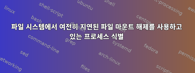 파일 시스템에서 여전히 지연된 파일 마운트 해제를 사용하고 있는 프로세스 식별