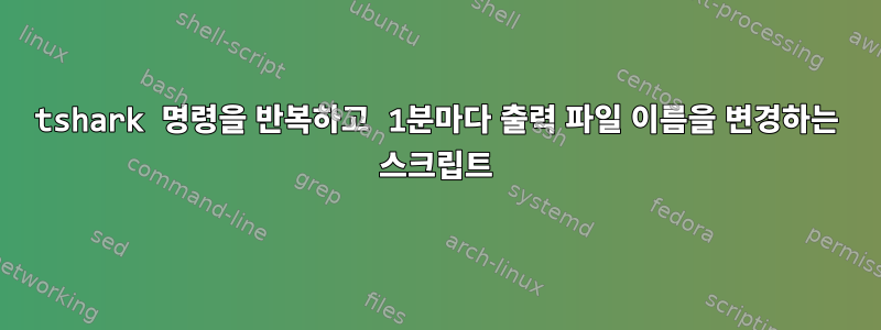 tshark 명령을 반복하고 1분마다 출력 파일 이름을 변경하는 스크립트