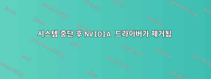 시스템 중단 후 NVIDIA 드라이버가 제거됨