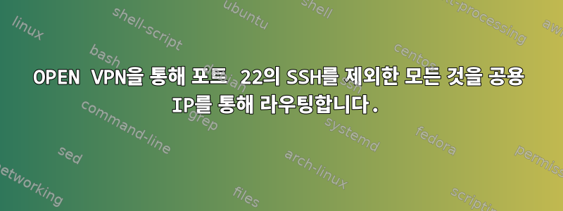 OPEN VPN을 통해 포트 22의 SSH를 제외한 모든 것을 공용 IP를 통해 라우팅합니다.