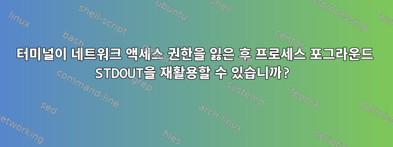 터미널이 네트워크 액세스 권한을 잃은 후 프로세스 포그라운드 STDOUT을 재활용할 수 있습니까?