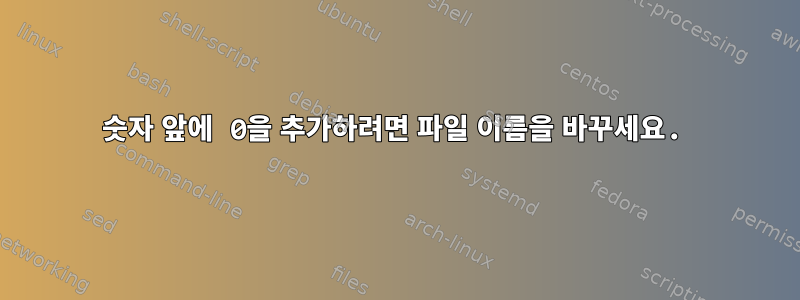 숫자 앞에 0을 추가하려면 파일 이름을 바꾸세요.