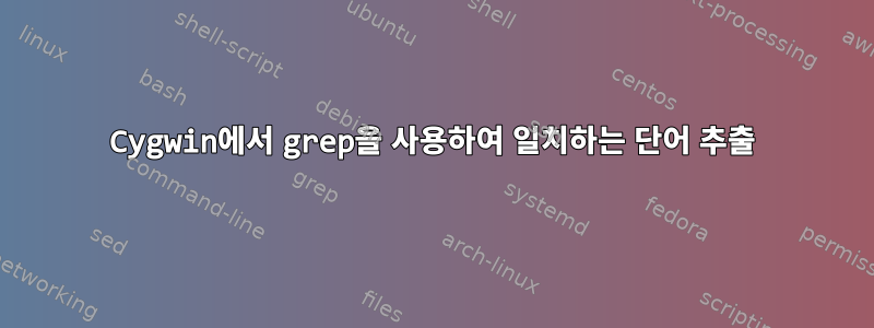 Cygwin에서 grep을 사용하여 일치하는 단어 추출