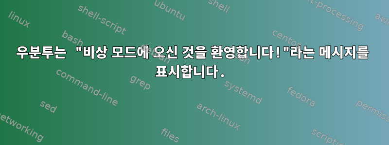 우분투는 "비상 모드에 오신 것을 환영합니다!"라는 메시지를 표시합니다.