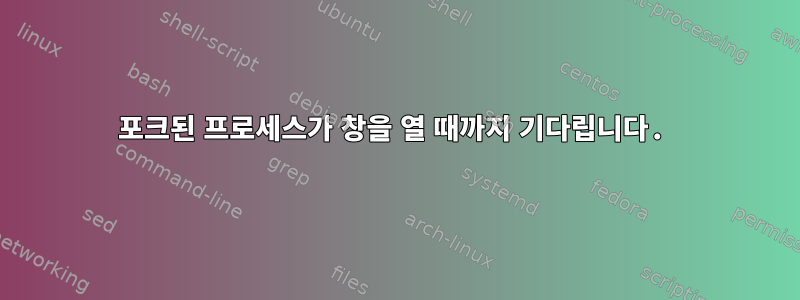 포크된 프로세스가 창을 열 때까지 기다립니다.