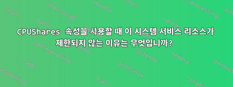 CPUShares 속성을 사용할 때 이 시스템 서비스 리소스가 제한되지 않는 이유는 무엇입니까?