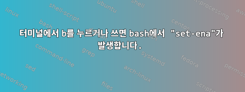 터미널에서 b를 누르거나 쓰면 bash에서 "set-ena"가 발생합니다.