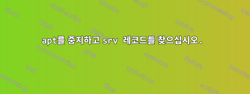 apt를 중지하고 srv 레코드를 찾으십시오.