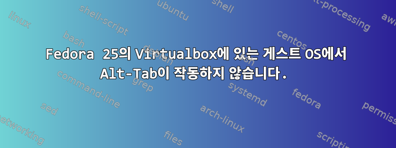 Fedora 25의 Virtualbox에 있는 게스트 OS에서 Alt-Tab이 작동하지 않습니다.