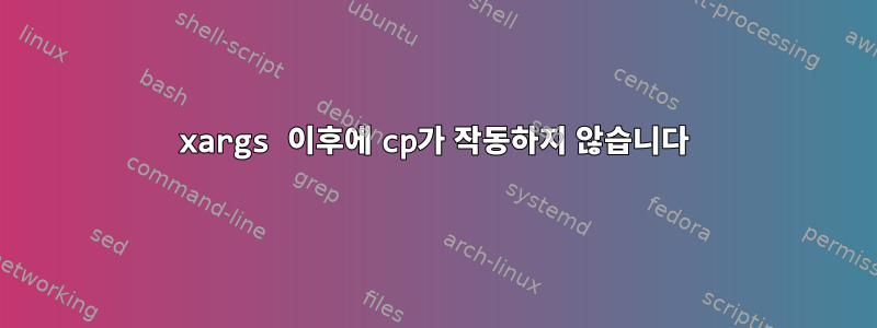 xargs 이후에 cp가 작동하지 않습니다