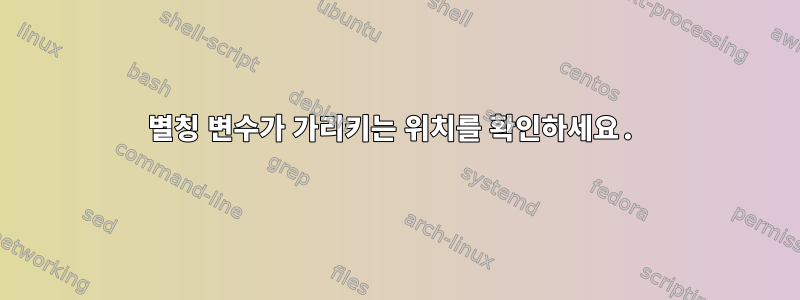 별칭 변수가 가리키는 위치를 확인하세요.