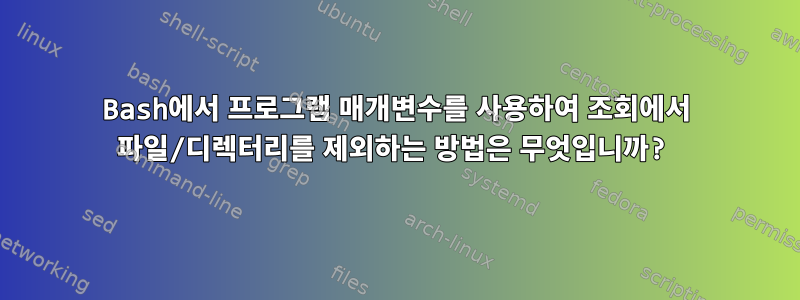 Bash에서 프로그램 매개변수를 사용하여 조회에서 파일/디렉터리를 제외하는 방법은 무엇입니까?