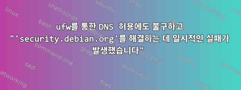 ufw를 통한 DNS 허용에도 불구하고 "'security.debian.org'를 해결하는 데 일시적인 실패가 발생했습니다"