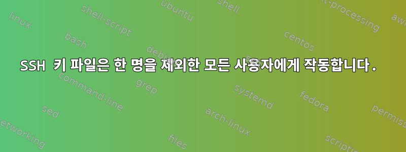 SSH 키 파일은 한 명을 제외한 모든 사용자에게 작동합니다.