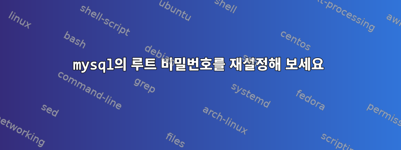 mysql의 루트 비밀번호를 재설정해 보세요