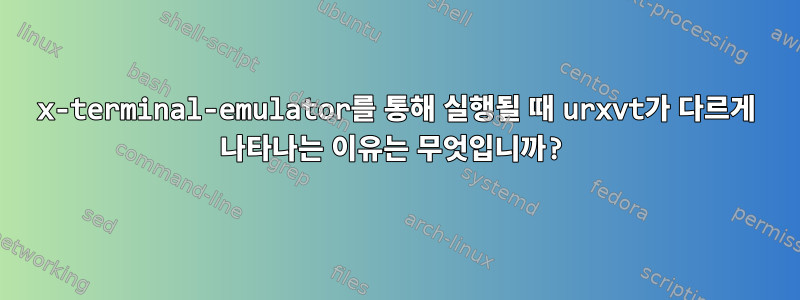 x-terminal-emulator를 통해 실행될 때 urxvt가 다르게 나타나는 이유는 무엇입니까?