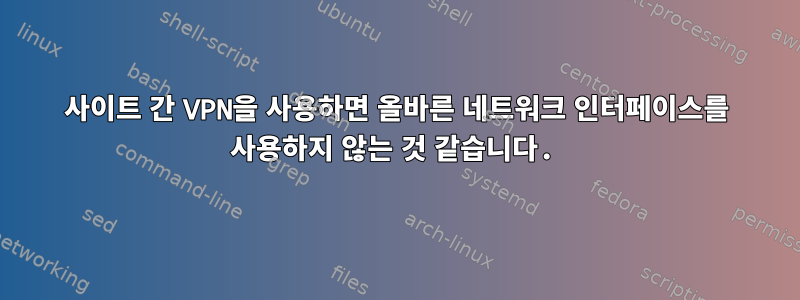 사이트 간 VPN을 사용하면 올바른 네트워크 인터페이스를 사용하지 않는 것 같습니다.