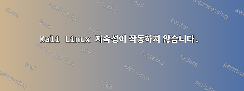 Kali Linux 지속성이 작동하지 않습니다.