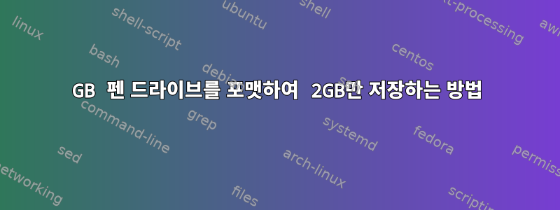 16GB 펜 드라이브를 포맷하여 2GB만 저장하는 방법