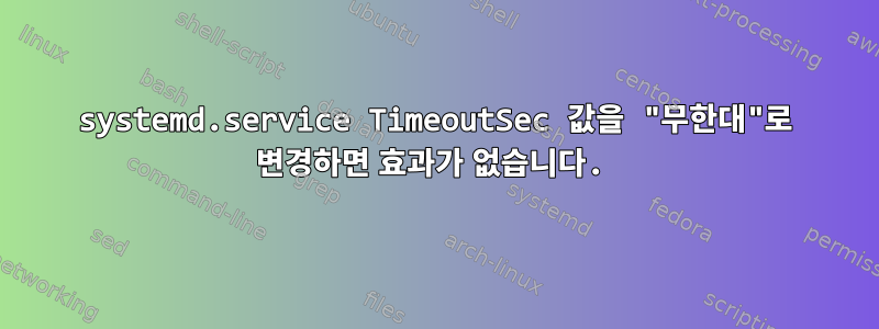 systemd.service TimeoutSec 값을 "무한대"로 변경하면 효과가 없습니다.