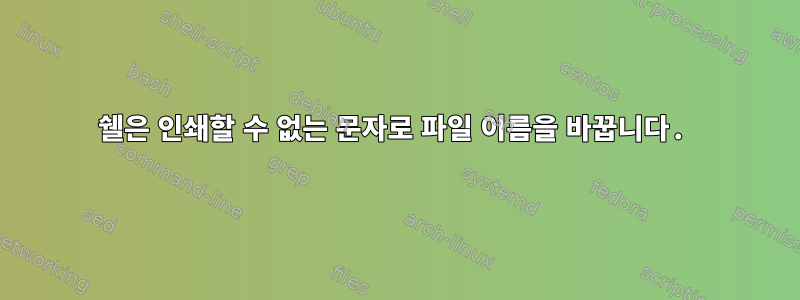 쉘은 인쇄할 수 없는 문자로 파일 이름을 바꿉니다.