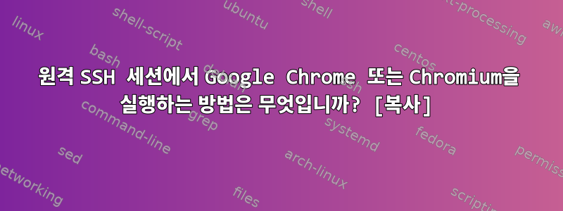 원격 SSH 세션에서 Google Chrome 또는 Chromium을 실행하는 방법은 무엇입니까? [복사]