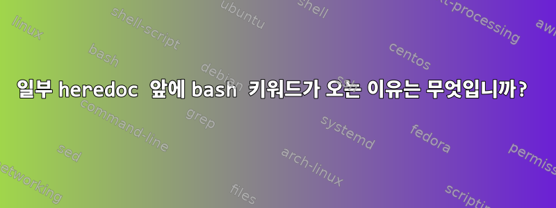 일부 heredoc 앞에 bash 키워드가 오는 이유는 무엇입니까?