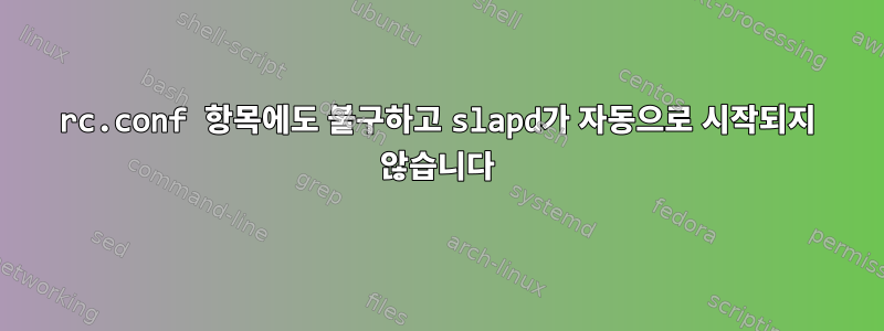 rc.conf 항목에도 불구하고 slapd가 자동으로 시작되지 않습니다