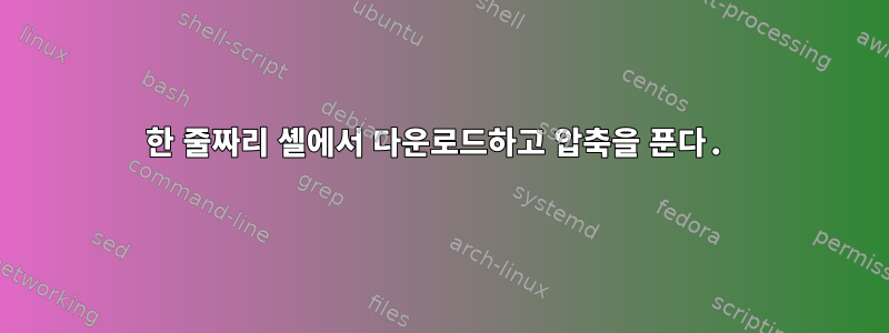 한 줄짜리 셸에서 다운로드하고 압축을 푼다.