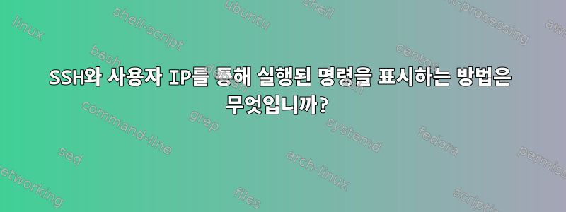 SSH와 사용자 IP를 통해 실행된 명령을 표시하는 방법은 무엇입니까?