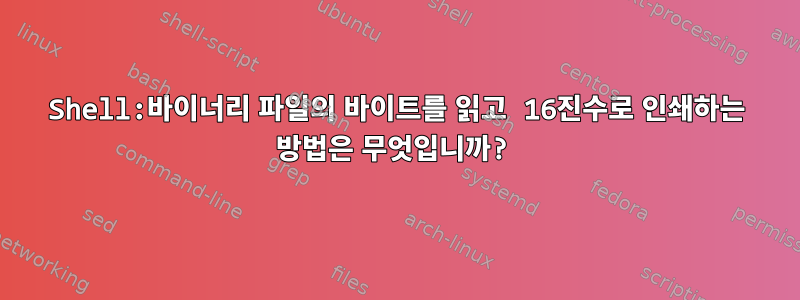 Shell:바이너리 파일의 바이트를 읽고 16진수로 인쇄하는 방법은 무엇입니까?