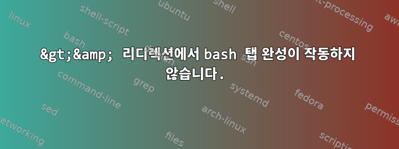 &gt;&amp; 리디렉션에서 bash 탭 완성이 작동하지 않습니다.